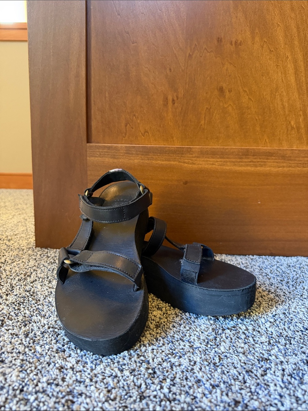 Platform Leather Women’s Teva Sandals - Black
